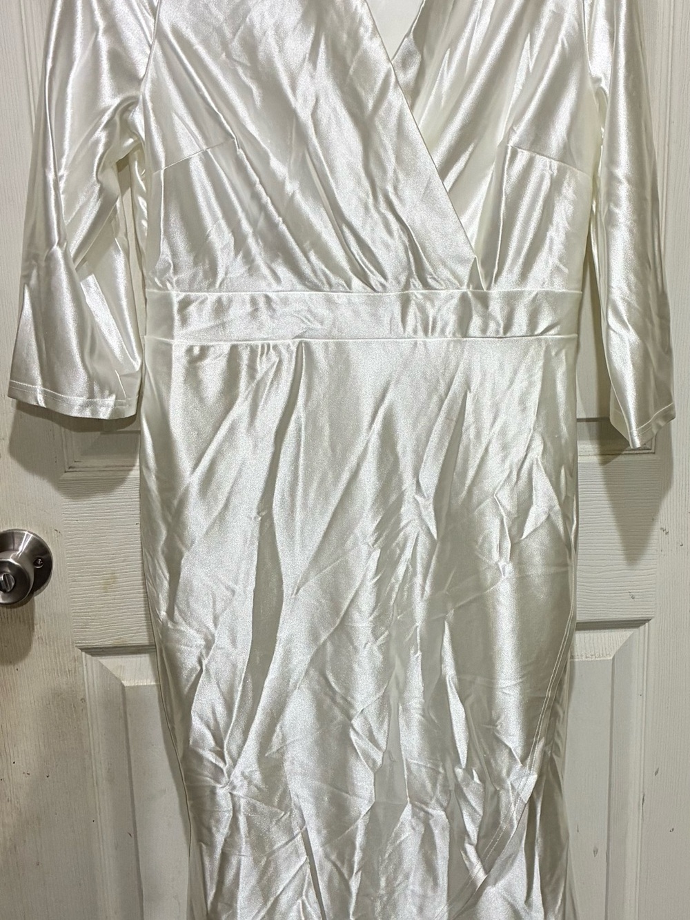Asymmetrical White Wrap Dress - Elegant Silky Finish